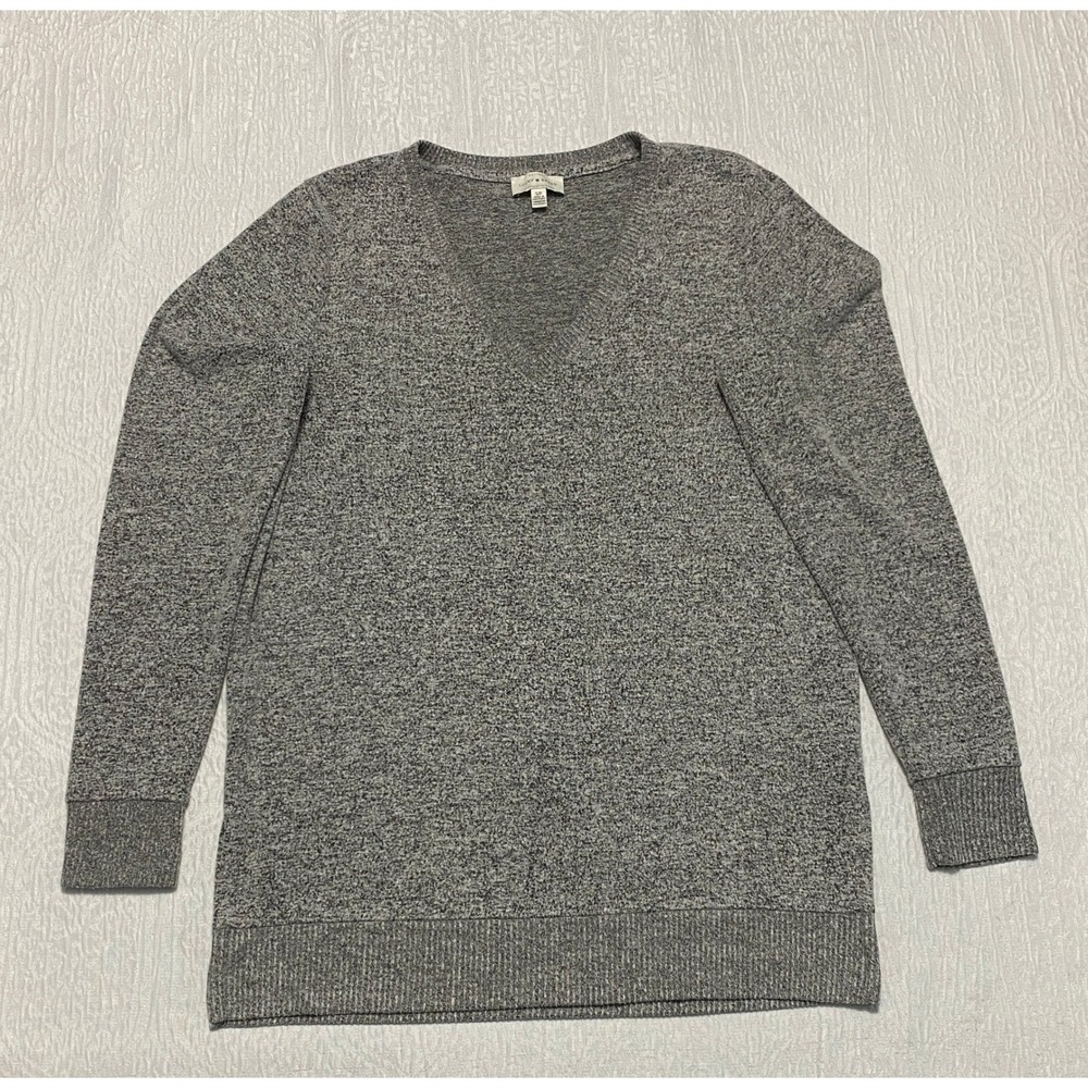 Lucky Brand Womens V Neck Long Sleeve Tunic Top Gray‎ Knit Size S Lightweight